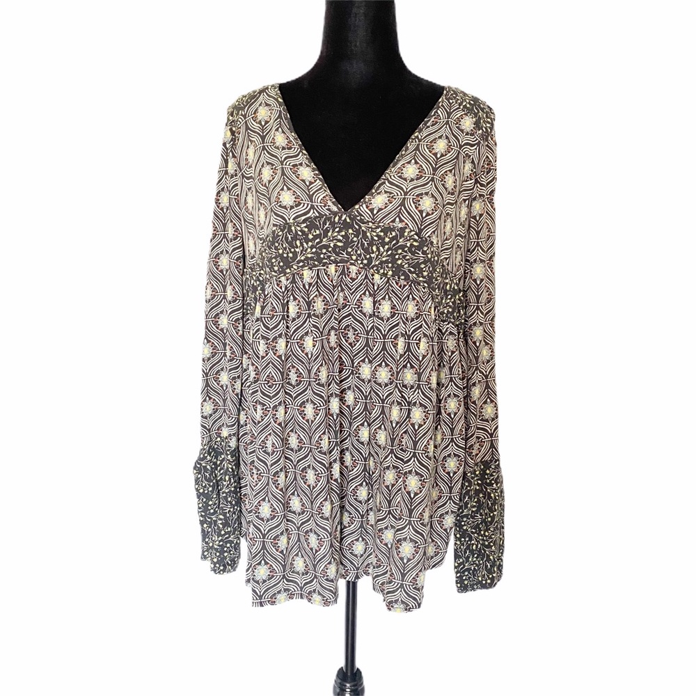 Free People Boho Patterned Long Sleeve Dress
